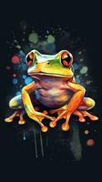 aquarelle grenouille sur foncé Contexte génératif ai photo