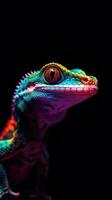 coloré gecko sur foncé Contexte ai généré photo