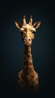 géométrique origami girafe sur foncé Contexte génératif ai photo