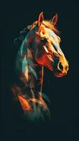 majestueux cheval dans double exposition style sur foncé Contexte génératif ai photo