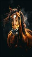 majestueux cheval dans grungeon style sur foncé Contexte génératif ai photo