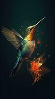ancien colibri sur foncé Contexte génératif ai photo