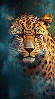 léopard dans aquarelle style sur foncé Contexte génératif ai photo