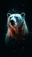 double exposition de une polaire ours sur foncé Contexte génératif ai photo