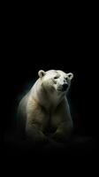 minimaliste polaire ours sur foncé Contexte génératif ai photo
