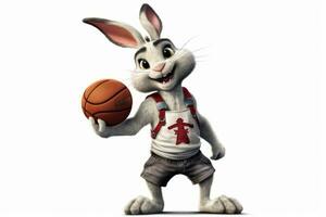 content lapin basketball joueur avec Balle photo