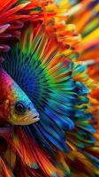spectaculaire poisson dans une coloré surréaliste fermer génératif ai photo