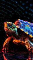 vibrant pépin art tortue sur foncé Contexte ai généré photo