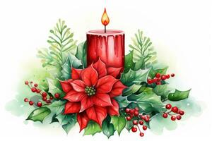 aquarelle Noël bougie clipart ai généré photo