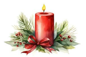 aquarelle Noël bougie clipart ai généré photo