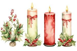 aquarelle Noël bougie clipart ai généré photo