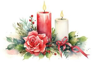 aquarelle Noël bougie clipart ai généré photo