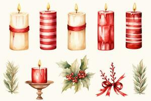 aquarelle Noël bougie clipart ai généré photo