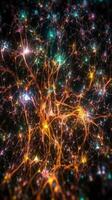 néonlumineux réseau de très connecté les neurones génératif ai photo