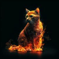 félin enfer une chat fabriqué de flammes génératif ai photo