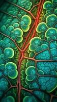 à l'intérieur une plante cellule une vif vue de chloroplastes en dessous de un électron microscope génératif ai photo