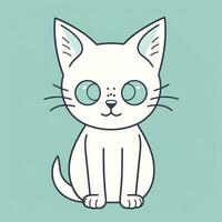 Facile et mignonne chat contour dans dessin animé style sur clair Contexte génératif ai photo