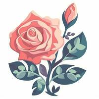 pastel dessin animé Rose fleur conception sur vecteur Contexte génératif ai photo