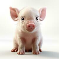 adorable bébé porc dans disney style clipart sur blanc Contexte ai généré photo