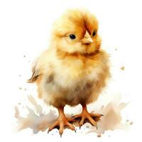 adorable aquarelle bébé poussin clipart sur blanc Contexte ai généré photo