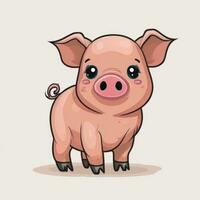 mignonne porc dessin animé clipart sur blanc Contexte ai généré photo