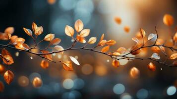 enchanteur l'automne forêt Contexte avec bokeh ai généré photo