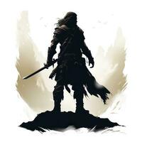 courageux viking silhouette clipart sur blanc Contexte ai généré photo