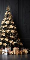 luxe Noël décorations sur Facile Contexte ai généré photo