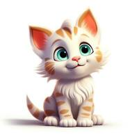 mignonne chaton dans Pixar style clipart sur blanc Contexte ai généré photo