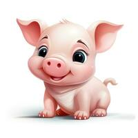 adorable porc clipart sur blanc Contexte ai généré photo