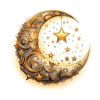 enchanteur lune et étoiles dans fantaisie style ai généré photo