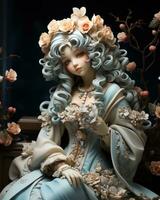 une magnifique porcelaine rococo poupée ai généré photo