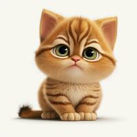 adorable style pixar clipart de une marrant peu chaton sur blanc Contexte ai généré photo