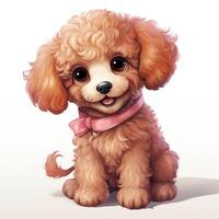 adorable dessin animé caniche pour bambin livre clipart sur blanc Contexte ai généré photo