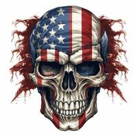 patriotique crâne avec américain drapeau ai généré photo