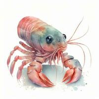 adorable aquarelle peinte à la main bébé Homard clipart pour bébé livre ai généré photo