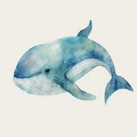 capricieux aquarelle baleine illustration pour bébé livre ai généré photo