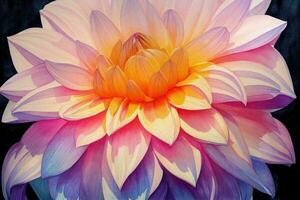 coloré dahlia fleur aquarelle La peinture sur blanc Contexte ai généré photo