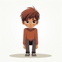 triste enfant dans plat minimaliste animation ai généré photo