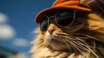 cool chat trempage en haut le Soleil ai généré ai généré photo