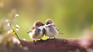 mignonne moineaux dans Naturel habitat ai généré photo