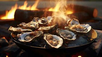 délicieux cercueil baie Huîtres Frais Fruit de mer délice ai généré photo