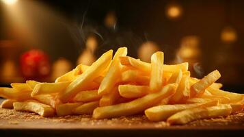 délicieux gondoler Couper français frites isolé sur blanc Contexte ai généré photo