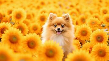 pique-nique dans une champ de tournesols ai généré photo