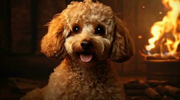 adorable caniche chien dans cinématique style ai généré photo