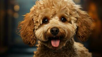 adorable caniche chien dans cinématique style ai généré photo