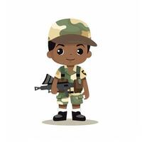 minimaliste animation de une enfant soldat ai généré photo