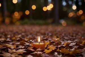 photo de le bougie et tomber feuilles fond d'écran