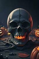 Halloween cinématique affiche avec crâne et citrouilles fond d'écran photo