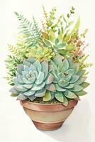 aquarelle plantes succulentes clipart photo